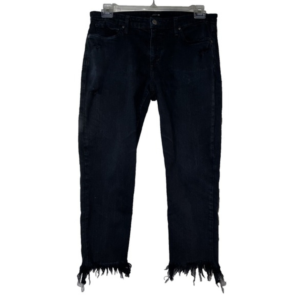 JOES JEANS Black Distressed Frayed Hem Straight Leg Jeans Womens Size 28